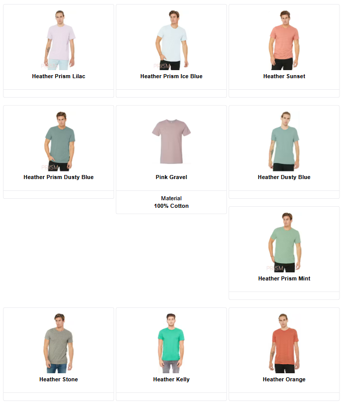 Bella Canvas 3001C - Unisex Cotton T-Shirt - Custom Logo - Full Front or Large Front Chest Print