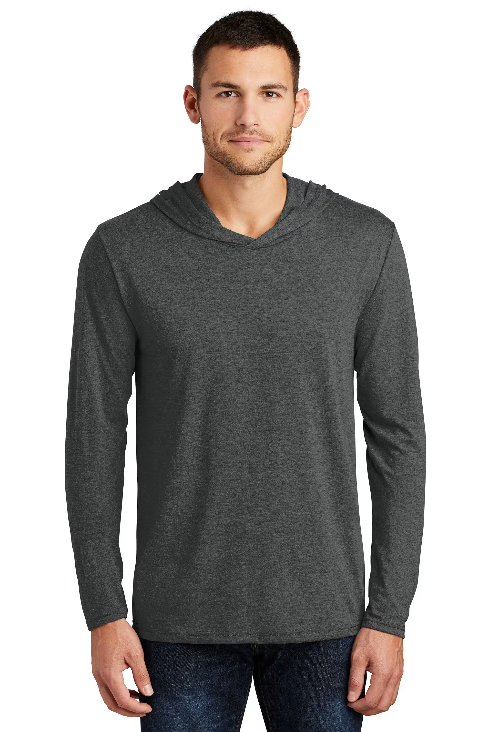 District DM139 - Unisex Perfect Tri Long Sleeve Hoodie - Custom Logo - 4" Left Chest Print (Copy)