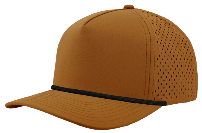 Zapped Blackhawk 5-Panel Rope Laser Perf Hat – Clay/Black Chainlink Rope - Customized with Your Logo