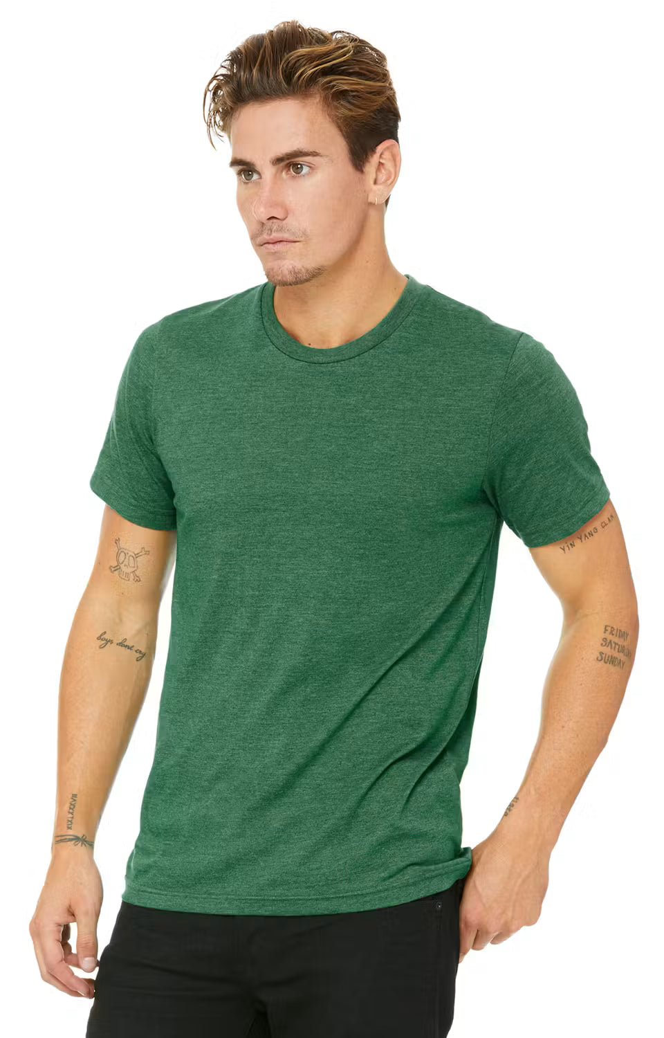 Bella Canvas 3001CVC - Unisex Heather Blend T-Shirt - Custom Logo - 4" Left Chest + Full Back Print