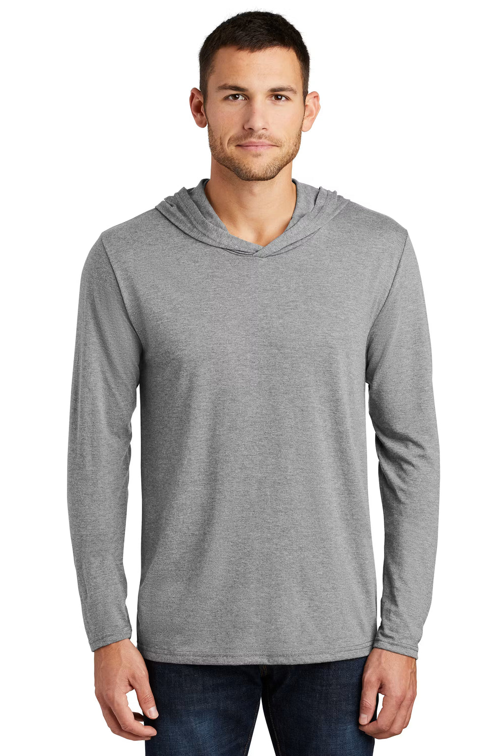District DM139 - Unisex Perfect Tri Long Sleeve Hoodie - Custom Logo - 4" Left Chest Print (Copy)