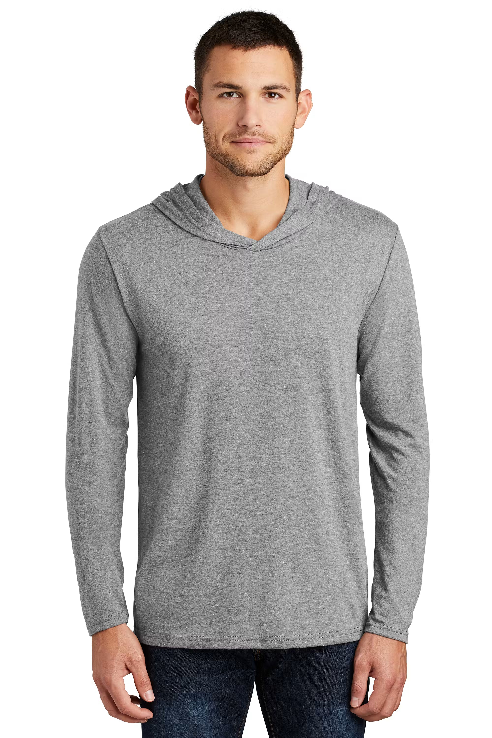 District DM139 - Unisex Perfect Tri Long Sleeve Hoodie - Custom Logo - 4" Left Chest Print (Copy)