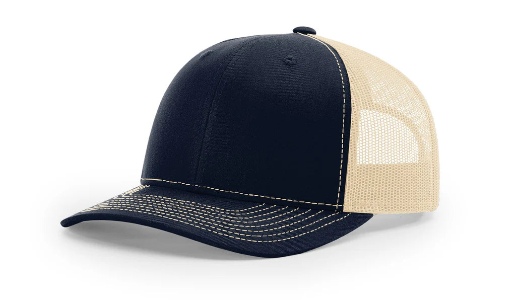 Richardson 112 Classic 6-Panel Trucker Hat – Navy/Khaki  - Customized with Your Logo