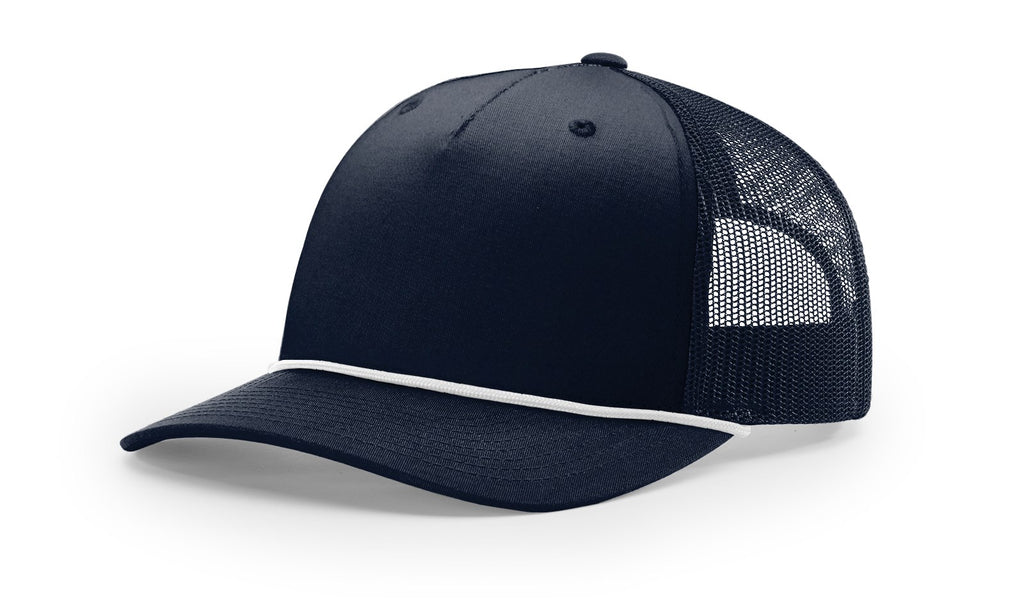 Richardson 112FPR Five Panel Rope Hat – Navy/White - Customized with Your Logo