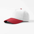 Foremost 6526 - 5 Panel Laser Performance Hat – White+Red - Customized with Your Logo