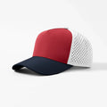 Foremost 6526 - 5 Panel Laser Performance Hat – White+Red+Navy - Customized with Your Logo