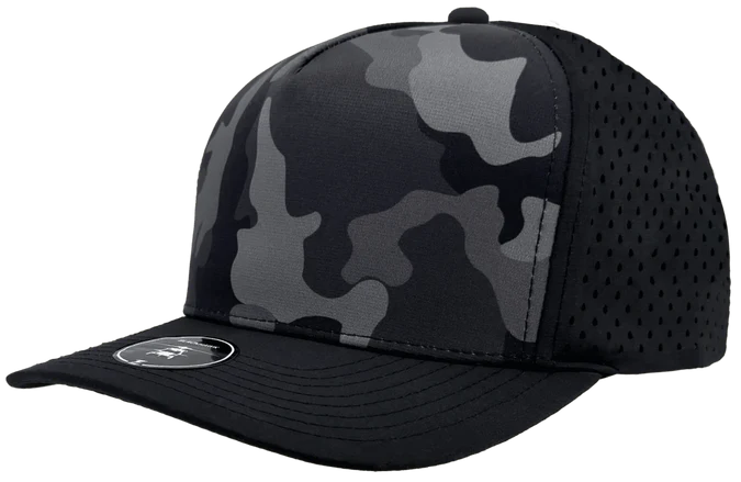 Zapped Blackhawk 5-Panel Laser Perf Hat –  Black Camo - Customized with Your Logo