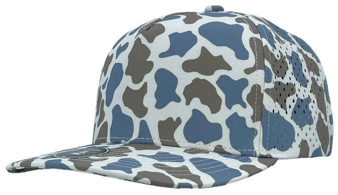 Zapped Blackhawk 5-Panel Laser Perf Hat –  Blue Old School Camo - Customized with Your Logo