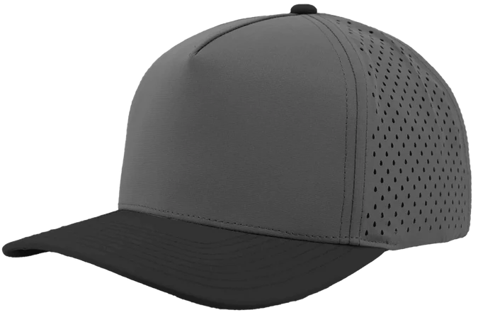 Zapped Blackhawk 5-Panel Laser Perf Hat –  Grey/Black - Customized with Your Logo