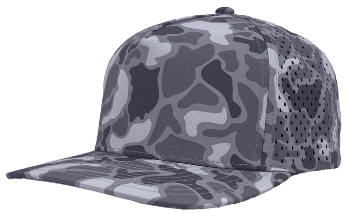 Zapped Blackhawk 5-Panel Laser Perf Hat –  Grey Old School Camo - Customized with Your Logo