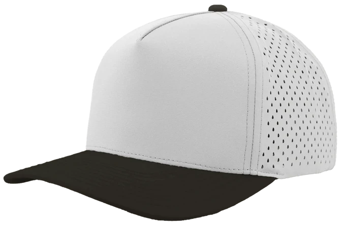 Zapped Blackhawk 5-Panel Laser Perf Hat –  Off White/Black - Customized with Your Logo