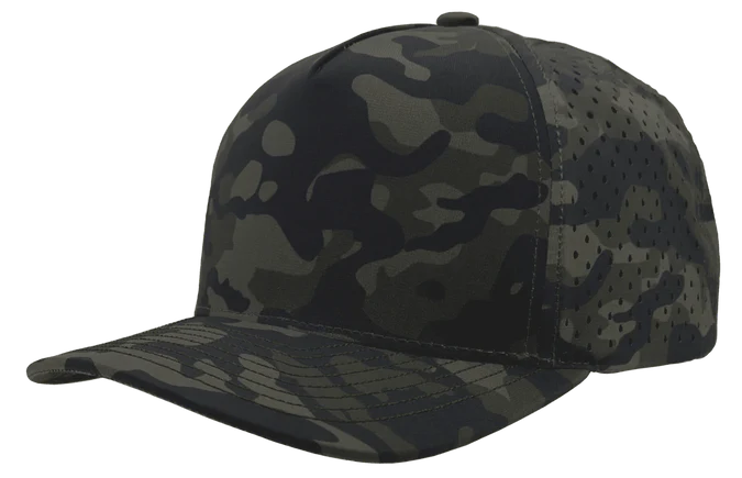 Zapped Blackhawk 5-Panel Laser Perf Hat – Olive Camo - Customized with Your Logo