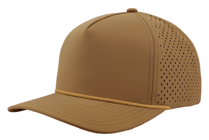 Zapped Blackhawk 5-Panel Rope Laser Perf Hat – Caramel/Caramel Chainlink Rope - Customized with Your Logo