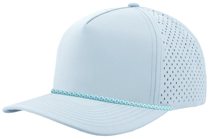 Zapped Blackhawk 5-Panel Rope Laser Perf Hat – Columbia Blue w Blue Chainlink Rope - Customized with Your Logo