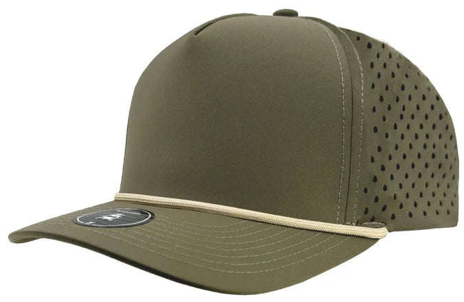 Zapped Blackhawk 5-Panel Rope Laser Perf Hat – Dark Olive/Khaki - Customized with Your Logo