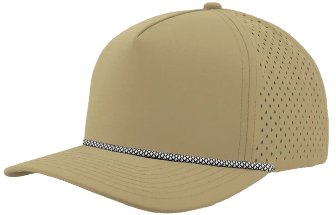 Zapped Blackhawk 5-Panel Rope Laser Perf Hat – Khaki/White Chainlink Rope - Customized with Your Logo