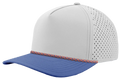 Zapped Blackhawk 5-Panel Rope Laser Perf Hat – Off White and Blue w Blue/Orange Chainlink Rope - Customized with Your Logo