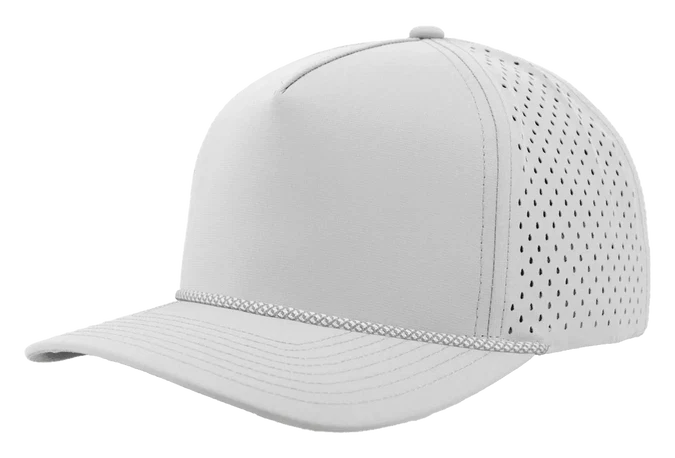 Zapped Blackhawk 5-Panel Rope Laser Perf Hat – Off White/Grey Chainlink Rope - Customized with Your Logo